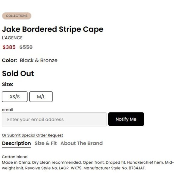 L'Agence Jake Bordered Stripe Cape Merino Wool Cotton Wrap - Picture 15 of 15